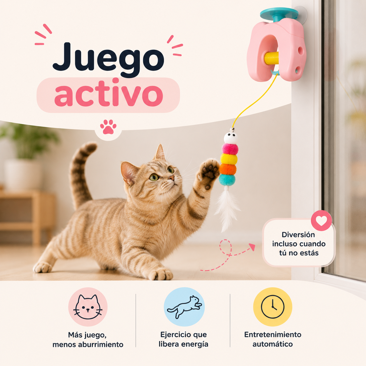 Juguete eléctrico para gatos con 2 cuerdas